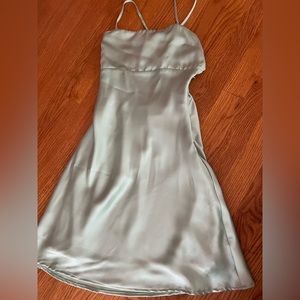 Green mini silk dress